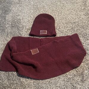 Love Your Melon Maroon Knit Hat and Infinity Scarf Accessory